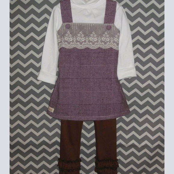 NWOT Winter 2 pcs flannel top knit leggings sz. 2 - Picture 2 of 4